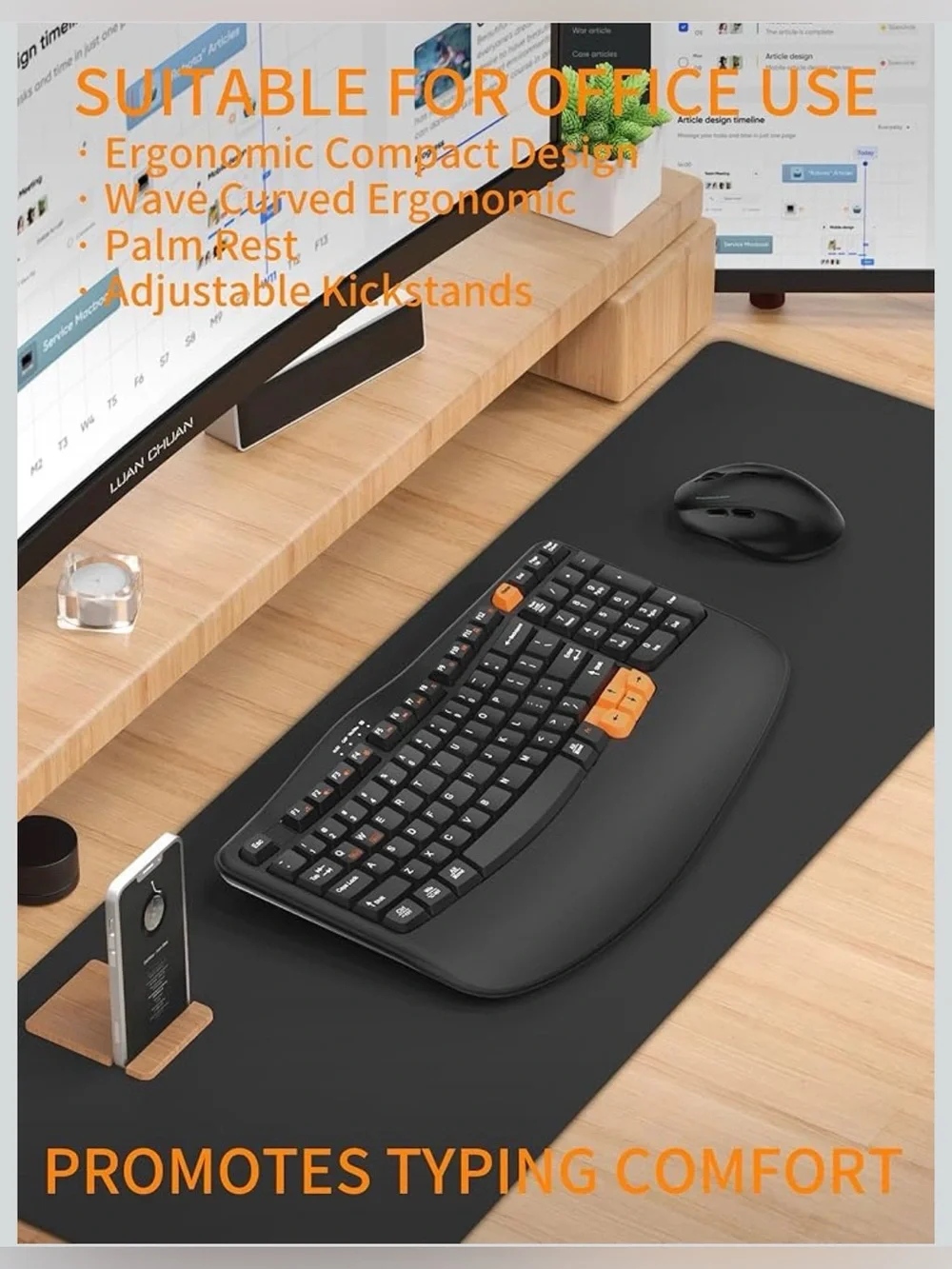 RECCAZR || Ergonomic Wireless Keyboard with Orange Accent Keys